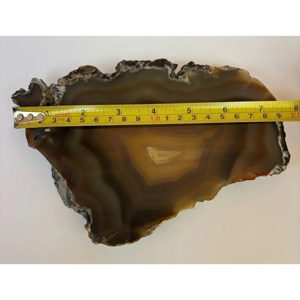Vintage West Elm Natural Agate Slice Paperweight / Candle Holder